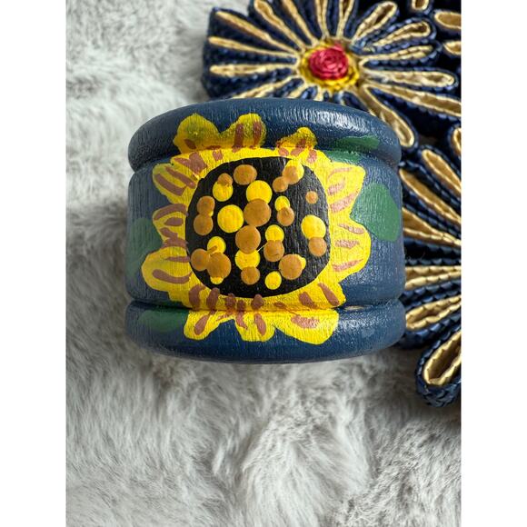 Handmade Sunflower Napkin Rings Daisy Placemat Set Cottagecore Farmhouse - Picture 4 of 7